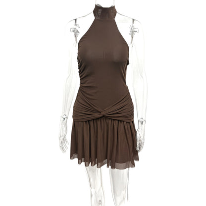 Ruffle Knot Halter Dress