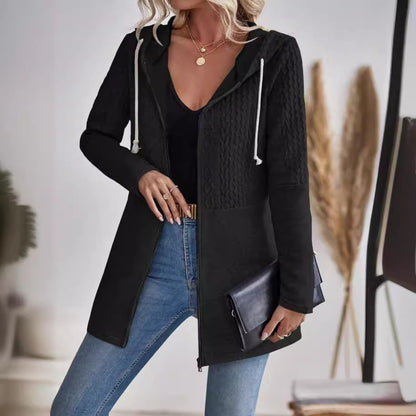 Mia | Sleek Gray Hooded Cardigan