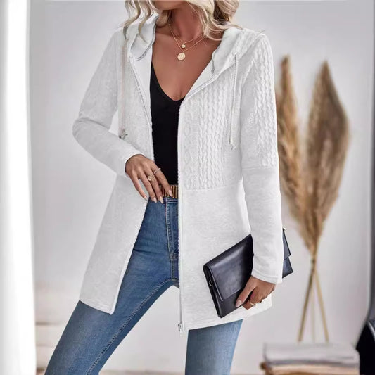 Mia | Sleek Gray Hooded Cardigan